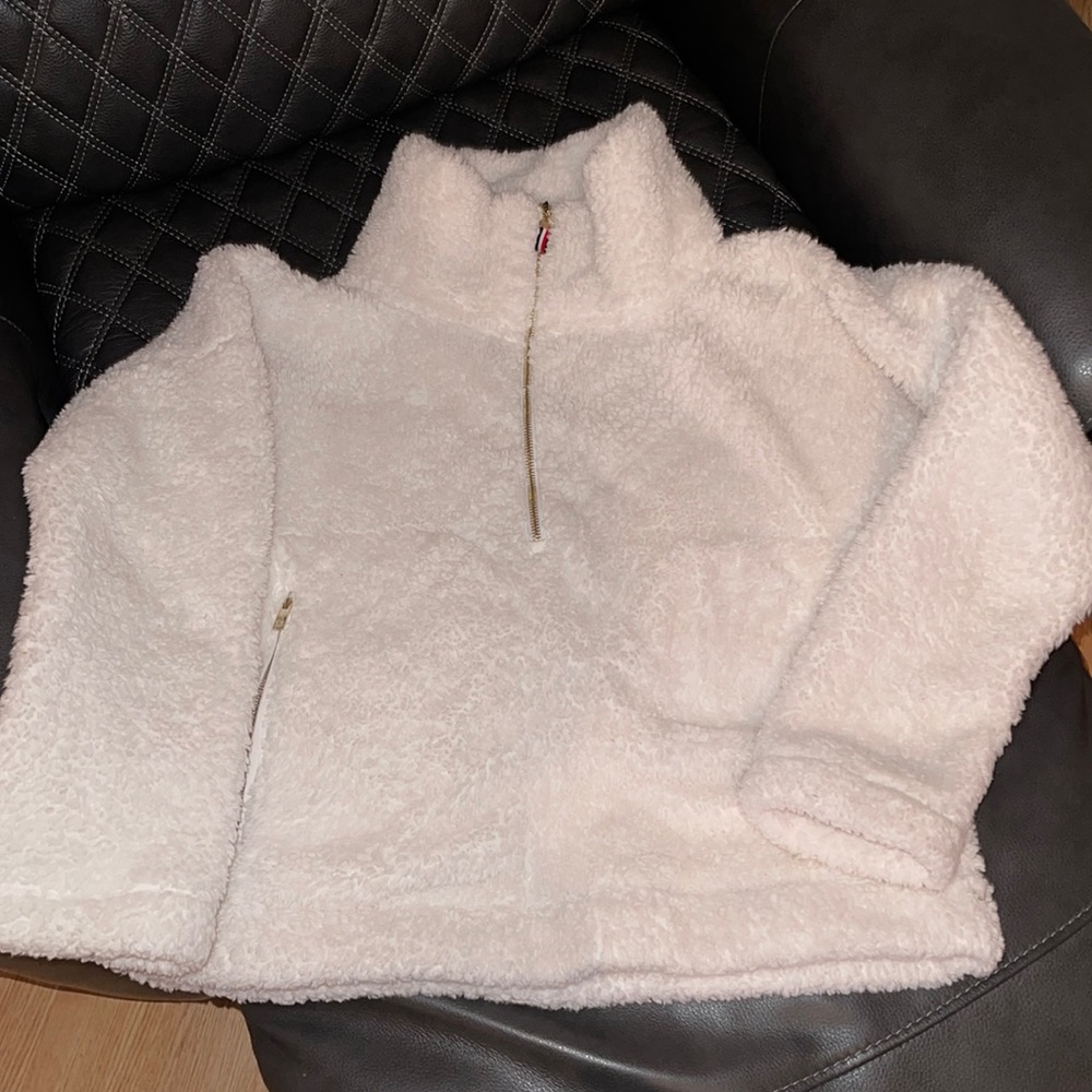 Tommy Hilfiger Half zip funnel neck cozy Sherpa pullover